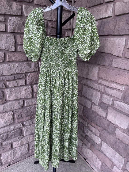 Abercrombie & Fitch Dresses & Skirts - Abercrombie & Fitch Green Printed Linen Blend Puff Sleeve Dress